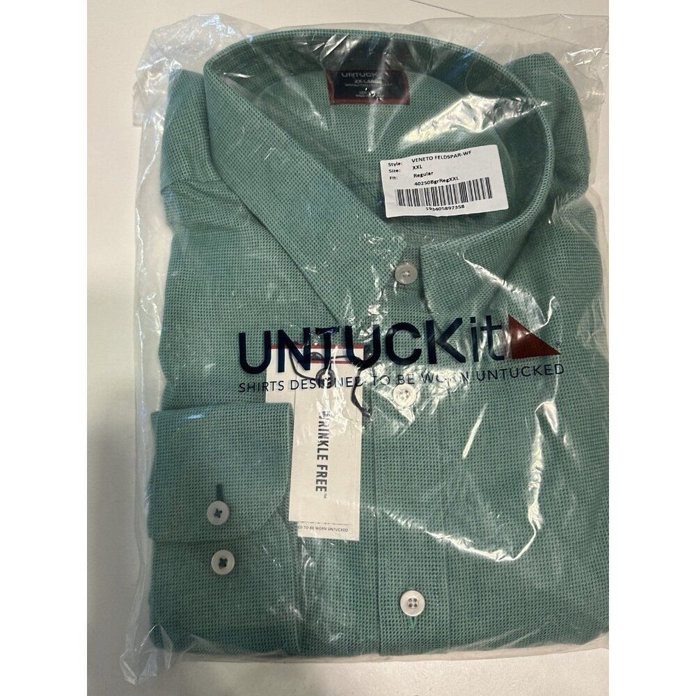 NWT Untuckit Veneto Feldspar Men 2XL regular Fit button Down Shirt Wrinkle Free